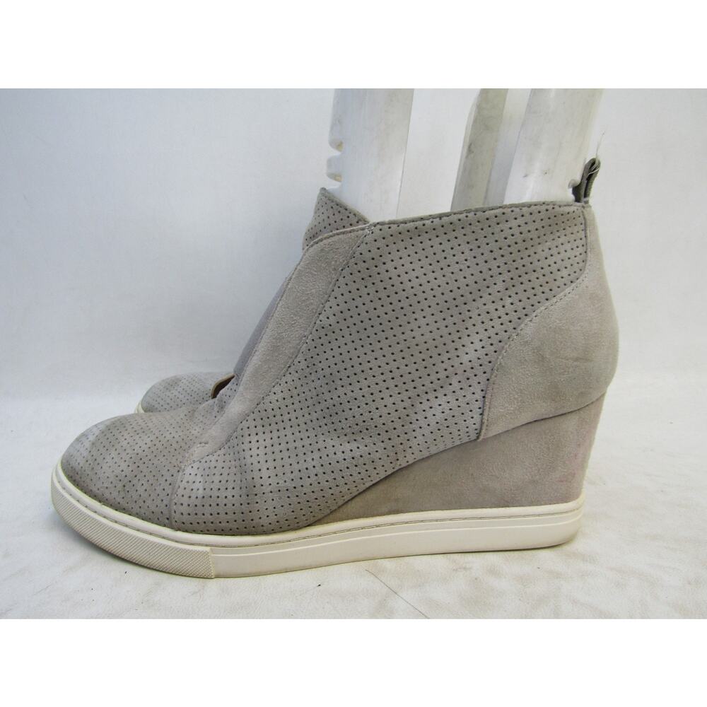 L. Paolo Womens Sz 8 M Gray Suede Wedge Zip Ankle Fashion Boots